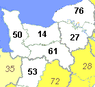 The departments of Normandy and Mayenne